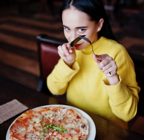 eating pizza